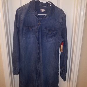 Denim Style Long Shirt Dress